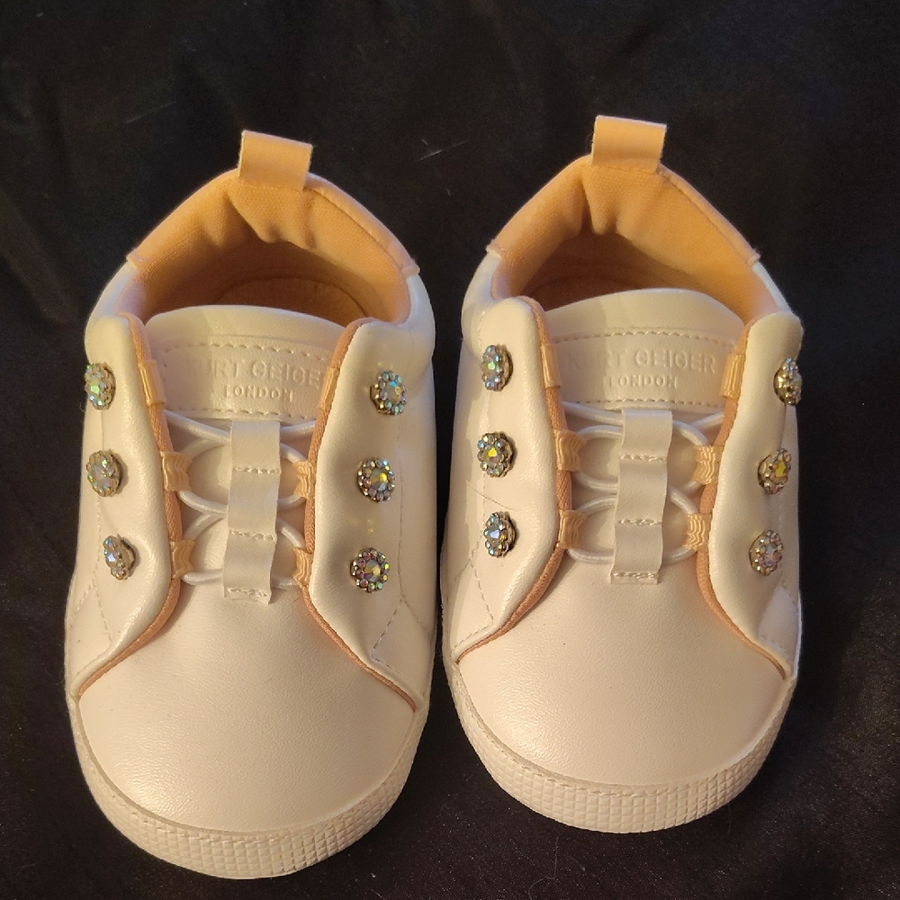 White Kids Shoes with Sparkling Accents